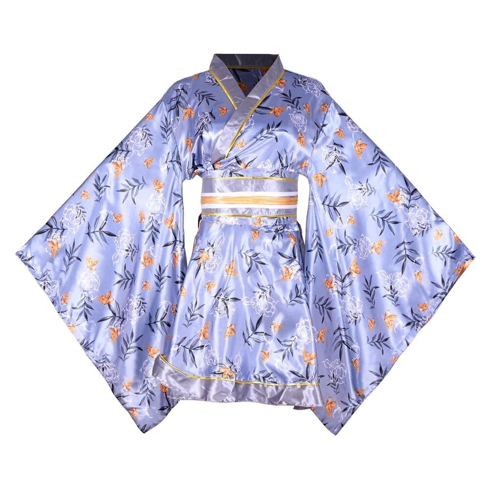 9140 Sexy Short Kimono Costume Adult Japanese Geisha Robe Prints Floral